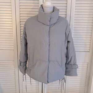 Gentle Herd Spice Ice Blue Down Filled Short Quilted Retro Puffer Jacket Size M